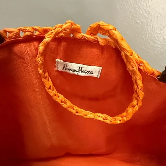 NWT Neiman Marcus Orange Woven Straw
Tote Bag Purse - Picture 5 of 6